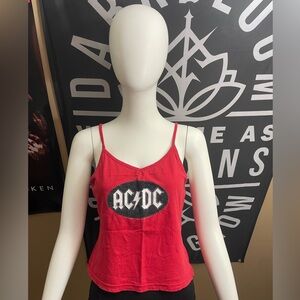 Vintage AC/DC Band 2005 Crop Top Camisole Size Small Red Black White Rare